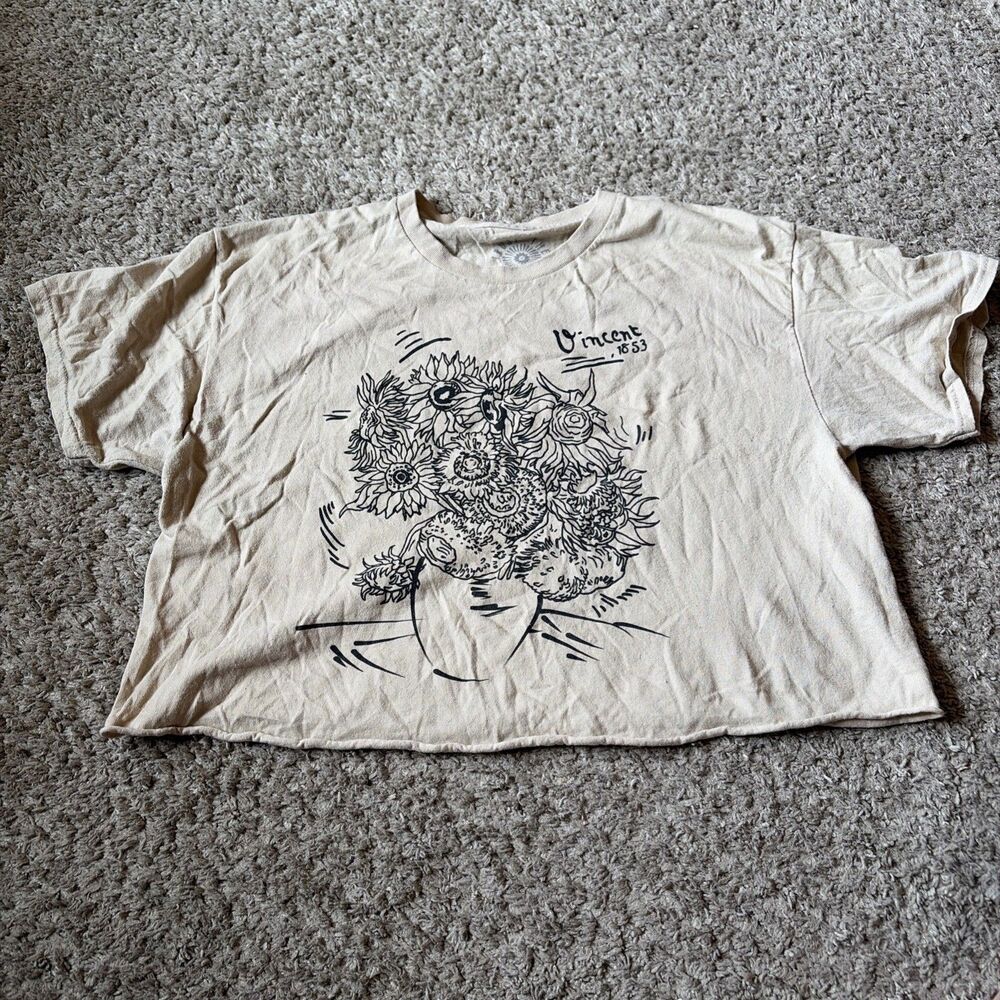 Vincent van Gogh Vincent 1853 Sunflower Black line T-Shirt Art Tee L